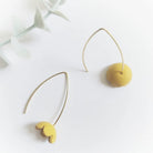flower long earrings mustard