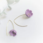 flower long earrings purple