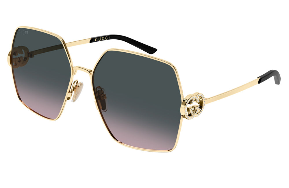 Gucci Gold squate sunglasses with diamante