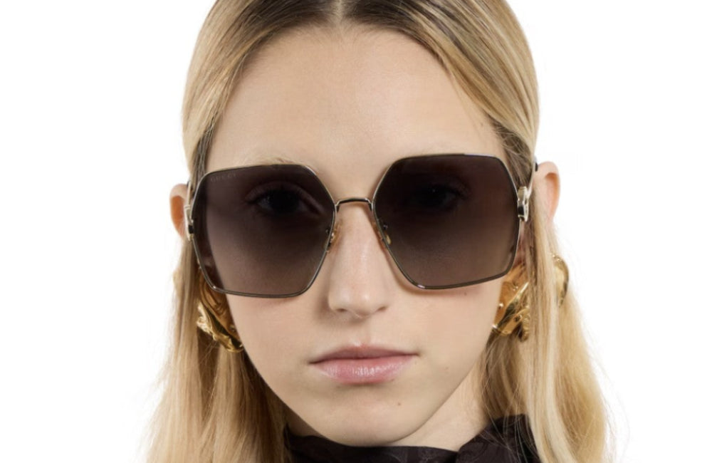 Gucci large Gold Metal Sunglasses
