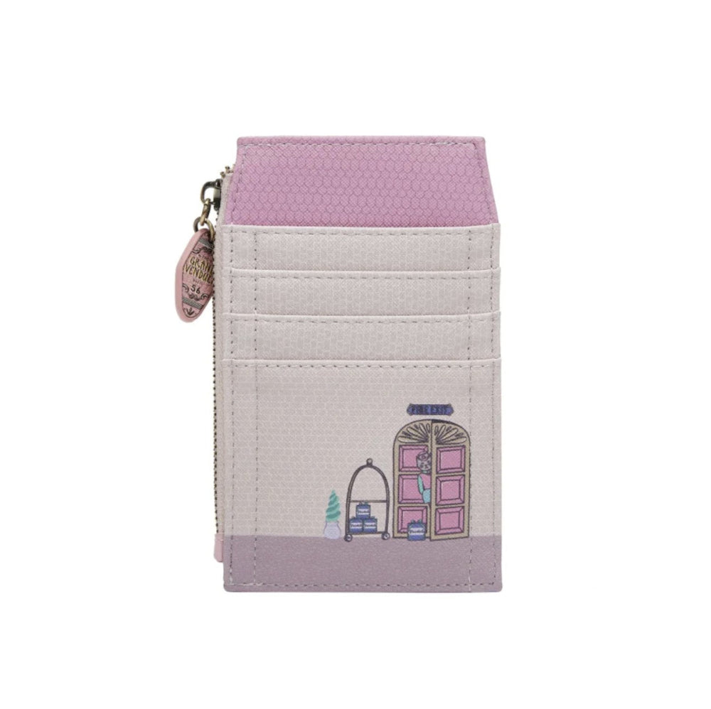 Small wallet with pink top and bottom sections on a white background