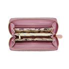 Pink wallet with floral pattern on a white background