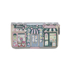 Wallet with a design of a quaint shop front on a white background