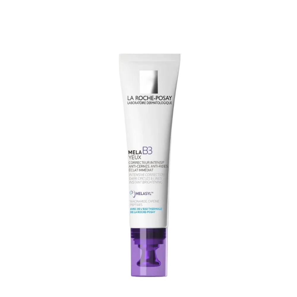 La Roche-Posay MELA B3 eye cream tube on a white background