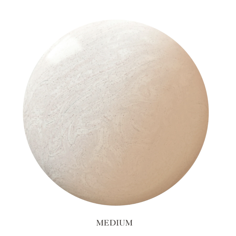 A circular color swatch labeled 'FAIR' at the bottom, showing a very light warm off-white to pale beige tone with subtle marbling on a white background.