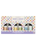 Tisserand Merry & Bright 6-piece essential oil gift set in a pastel checkered box
