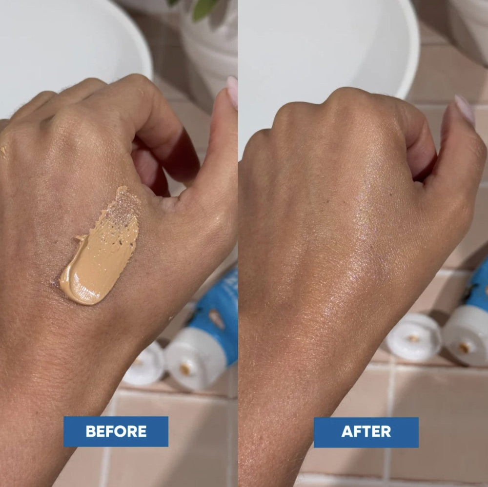 MooGoo Healthy Tinted Zinc Face Cream SPF50 Swatch on hand