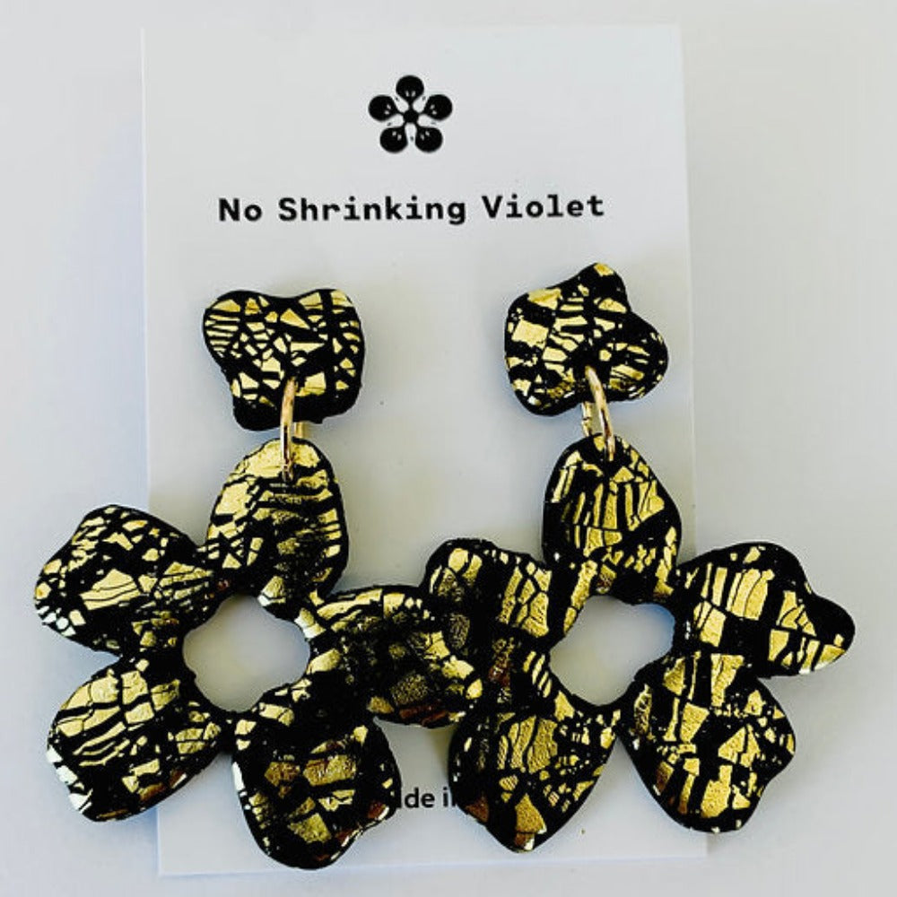 No Shrinking Violet - All That Glitter Flower Earrings