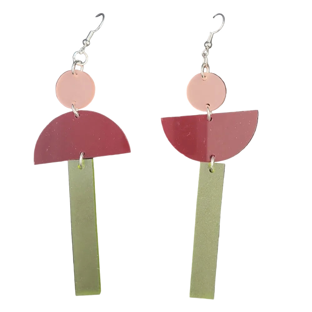Abstract jewellery in rose, red and green