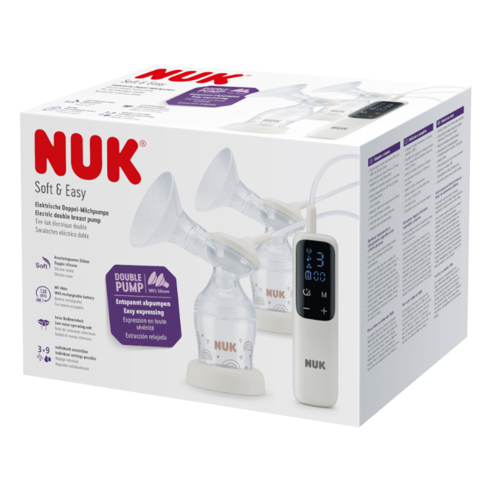 NUK Soft & Easy double electric breast pump packaging on a white background