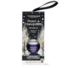 Tisserand Aromatherapy Peace & Tranquility Diffuser Oil, shown in its retail packaging with a black hanging loop on a white background.