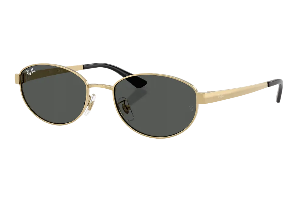Gold-framed sunglasses with dark lenses on a white background