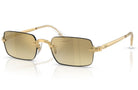 Rimless square sunglasses with gold metal frames and gradient brown-tinted lenses