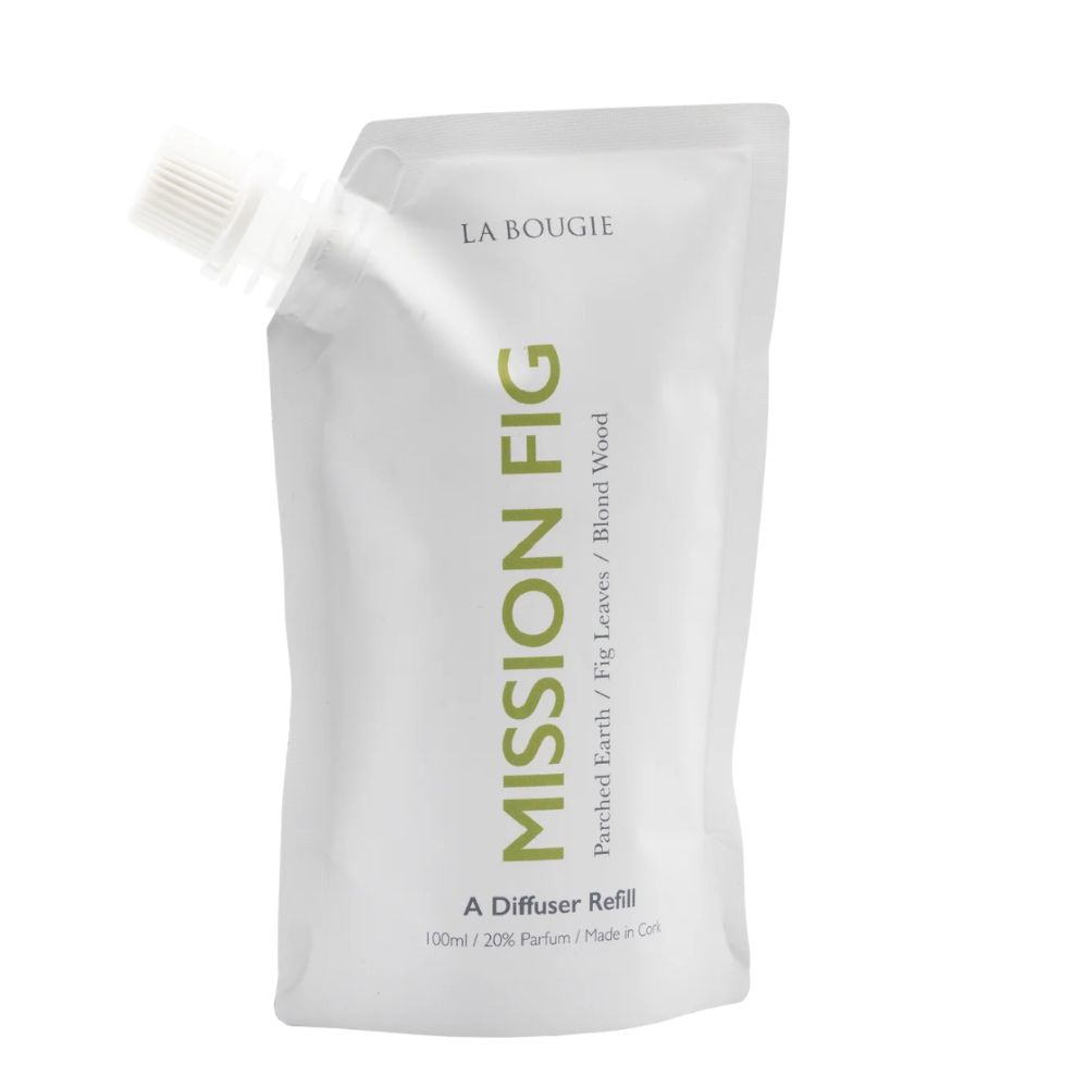 La Bougie Mission Fig diffuser refill pouch on a white background