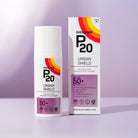Riemann P20 Urban Shield sunscreen cream and packaging on a light purple background