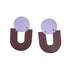 Small arc geometric earrings of lavender and burgundy