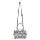 Handbag with architectural design on a white background