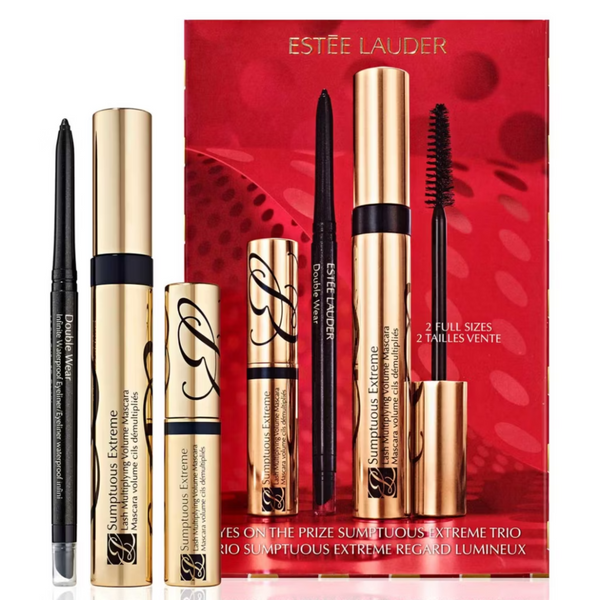 Estée Lauder makeup set with red box on a white background