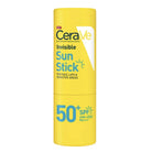 CeraVe Invisible Sun Stick for face, lips, and sensitive areas with SPF 50 on a white background