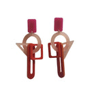 Pair of earrings with geometric design on a white background