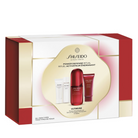Shiseido Ultimune Power Defense Ritual Kit in its original packaging, featuring a red and white box with gold accents and a central gold oval displaying the product bottles.