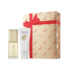 Estée Lauder White Linen gift set with a bottle and cream on a light gray background
