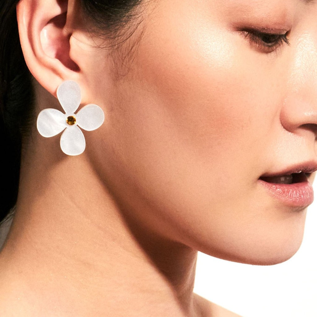 Toolally Daisies Earrings White Pearl Ladies Jewellery