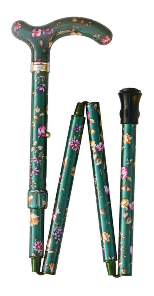 Classic Canes - Petite Folding Adjustable Derby Canes Green Floral