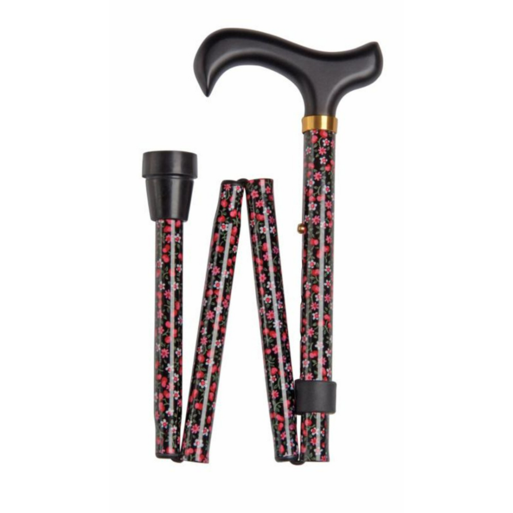Classic Canes - Fashionable Folding Derby Canes black floral