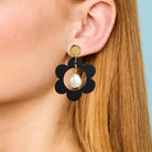 Toolally black and gold with white pearl 60s pearl daisies style
