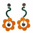 Toolally green drop colour with orange daisy and black pearl 60s pearl daisies drop style