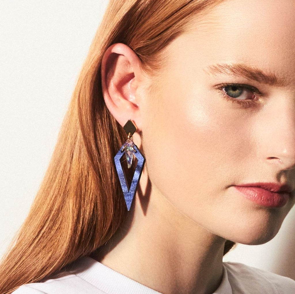 Arrowheads Blue Splatter Earrings Jewellery Ladies Toolally