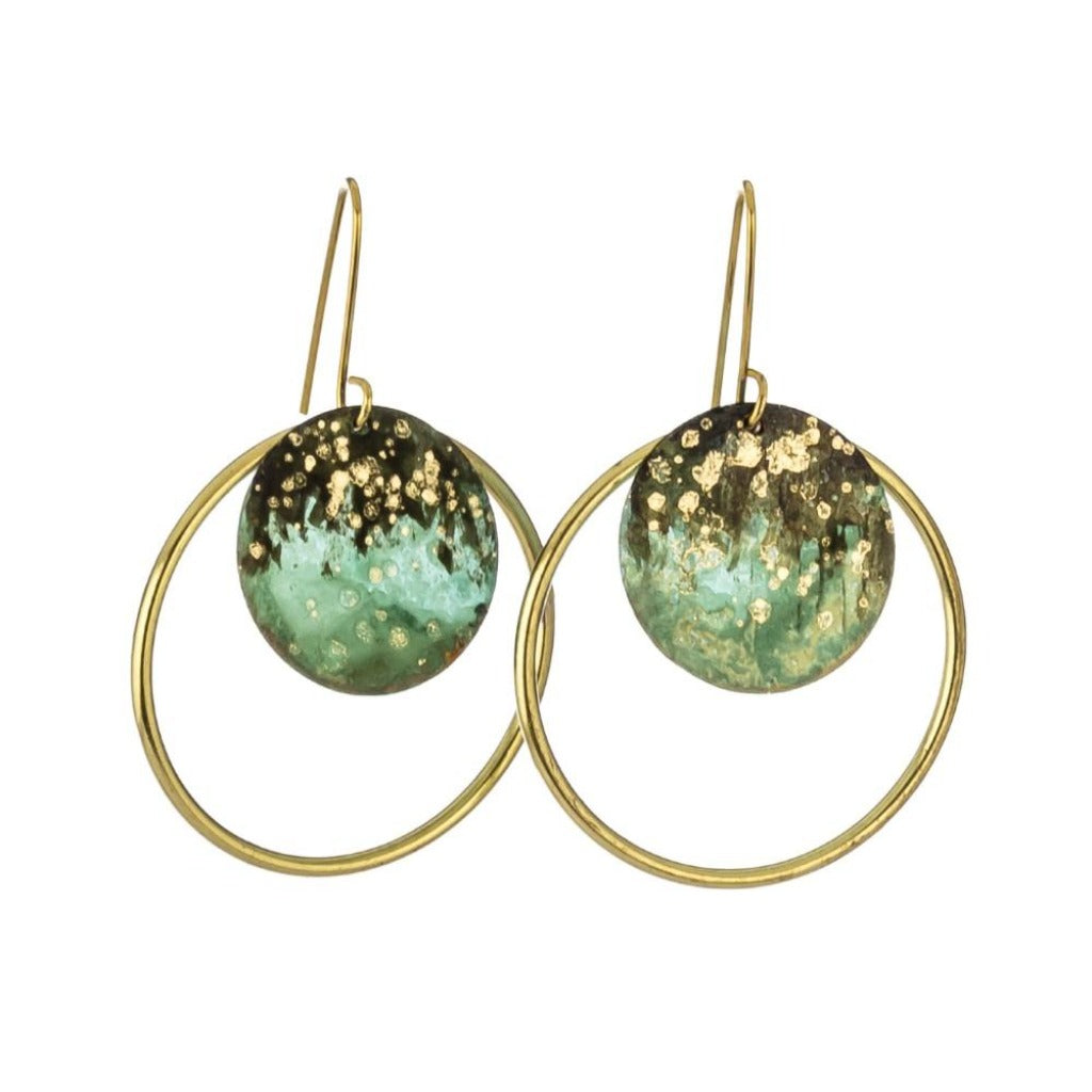 Sibilia Forest Nazar Gold Rings Green Forest Moons Earrings