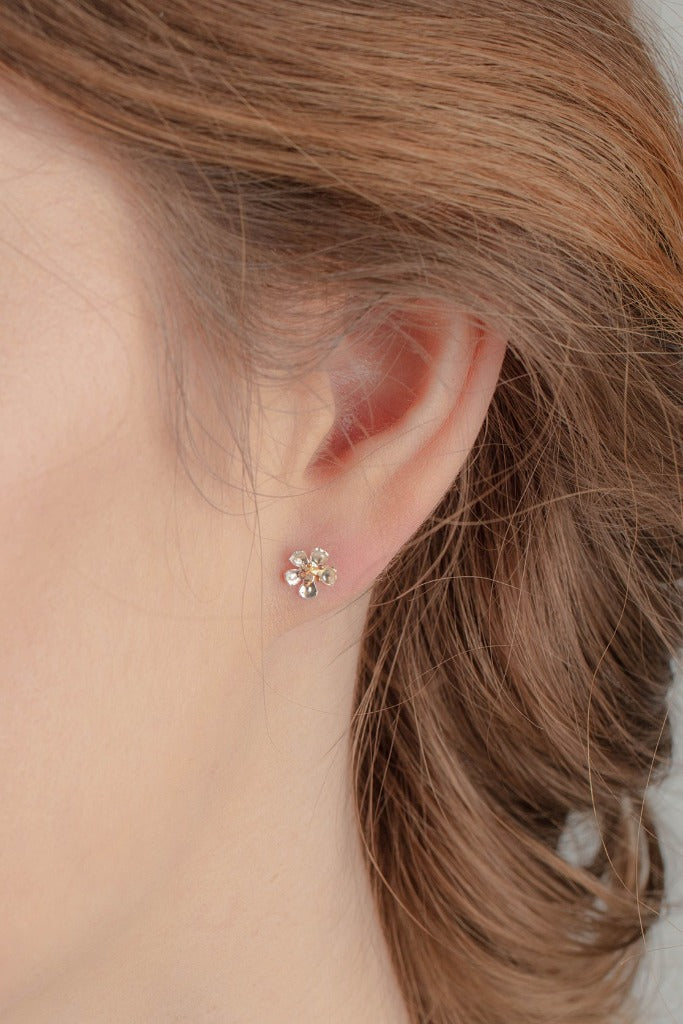 Almond Blossom Stud Earrings Jewellery Amanda Coleman Silver Gold