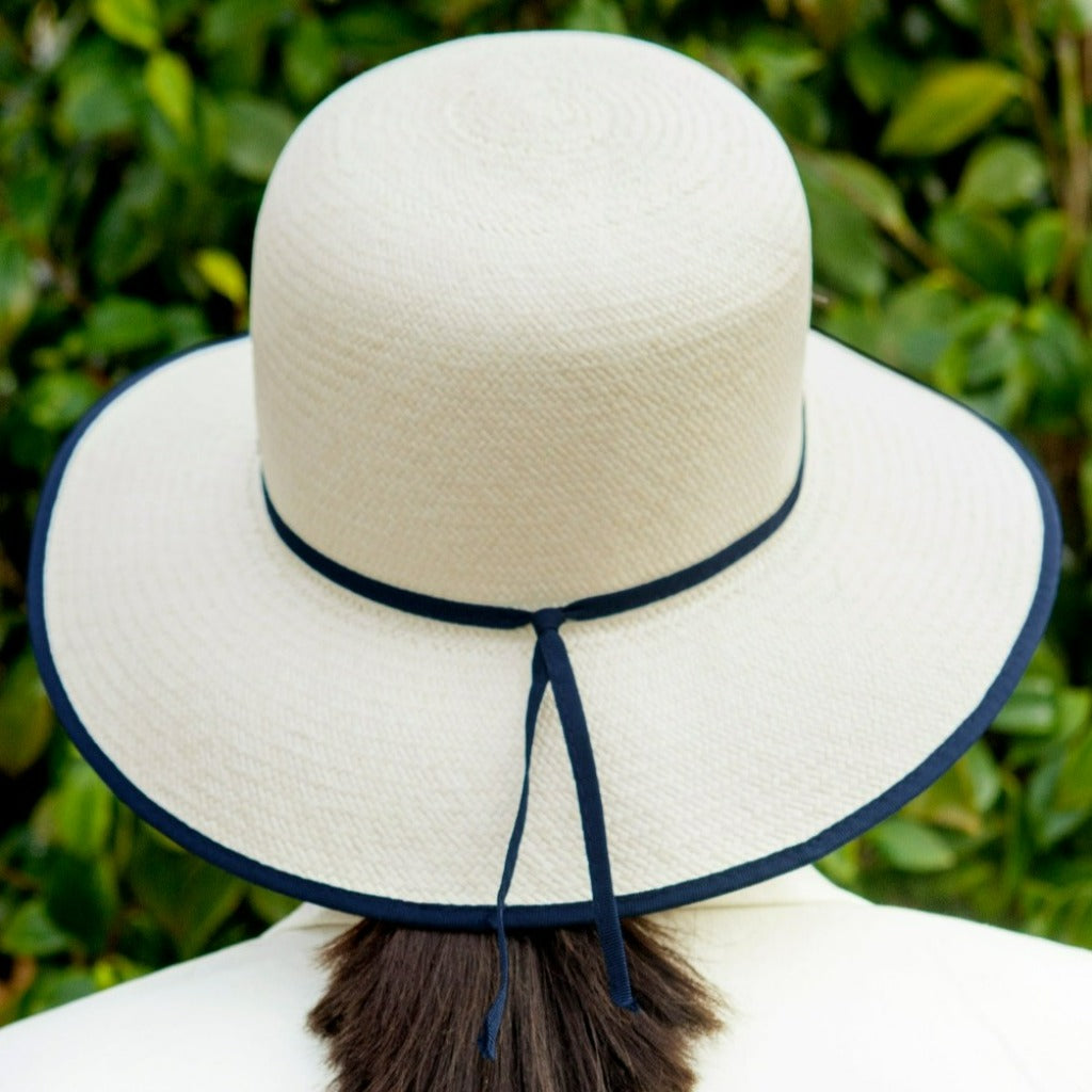 Panama trimmed Christine type ladies hat