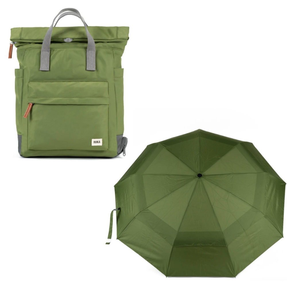 Roka Bayswater B Sustainable (Nylon) with matching Waterloo Sustainable Umbrella Avocado