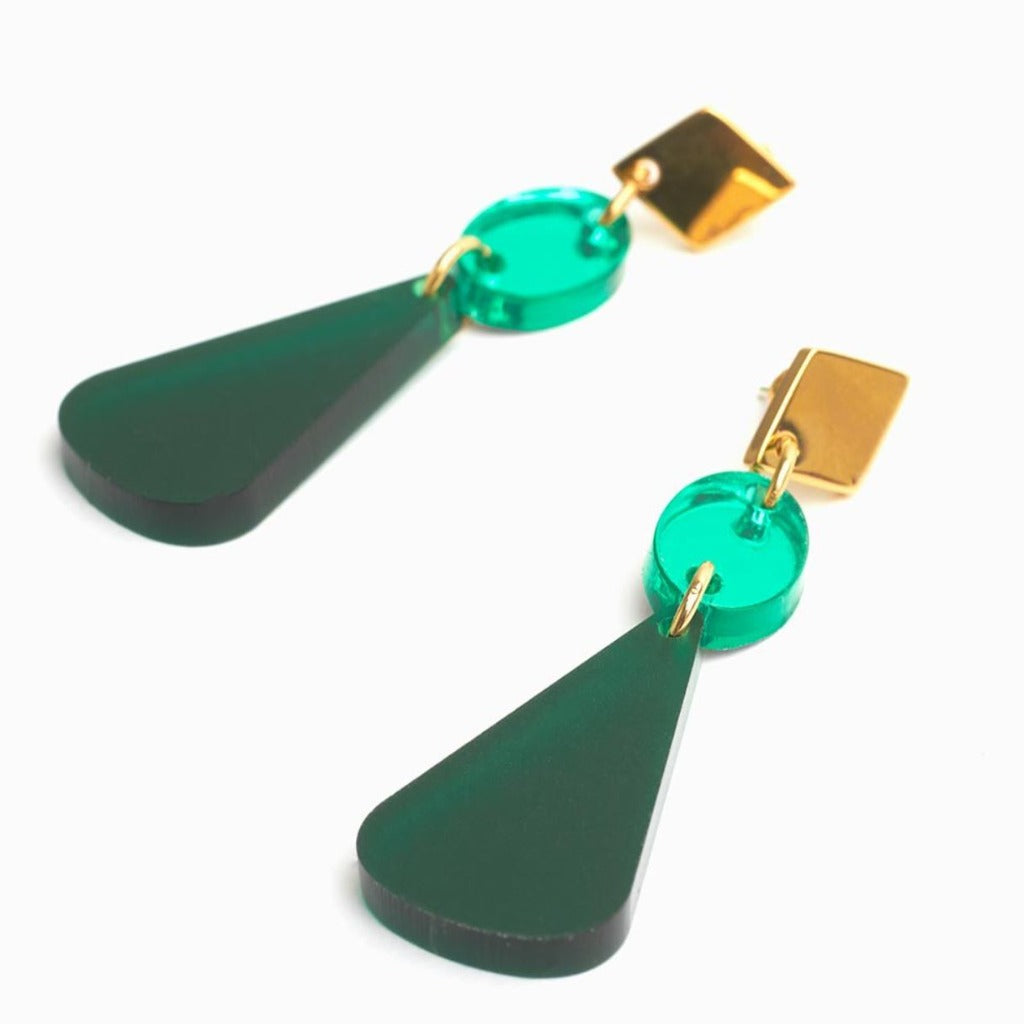 Toolally Chandelier Drops Emerald Green Mirror Jewellery