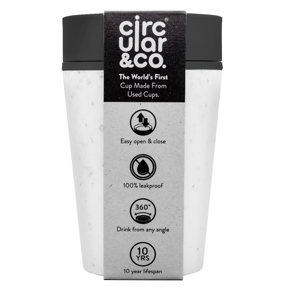 Circular & Co. - Reusable Cups 8oz Made From Cups cream & black