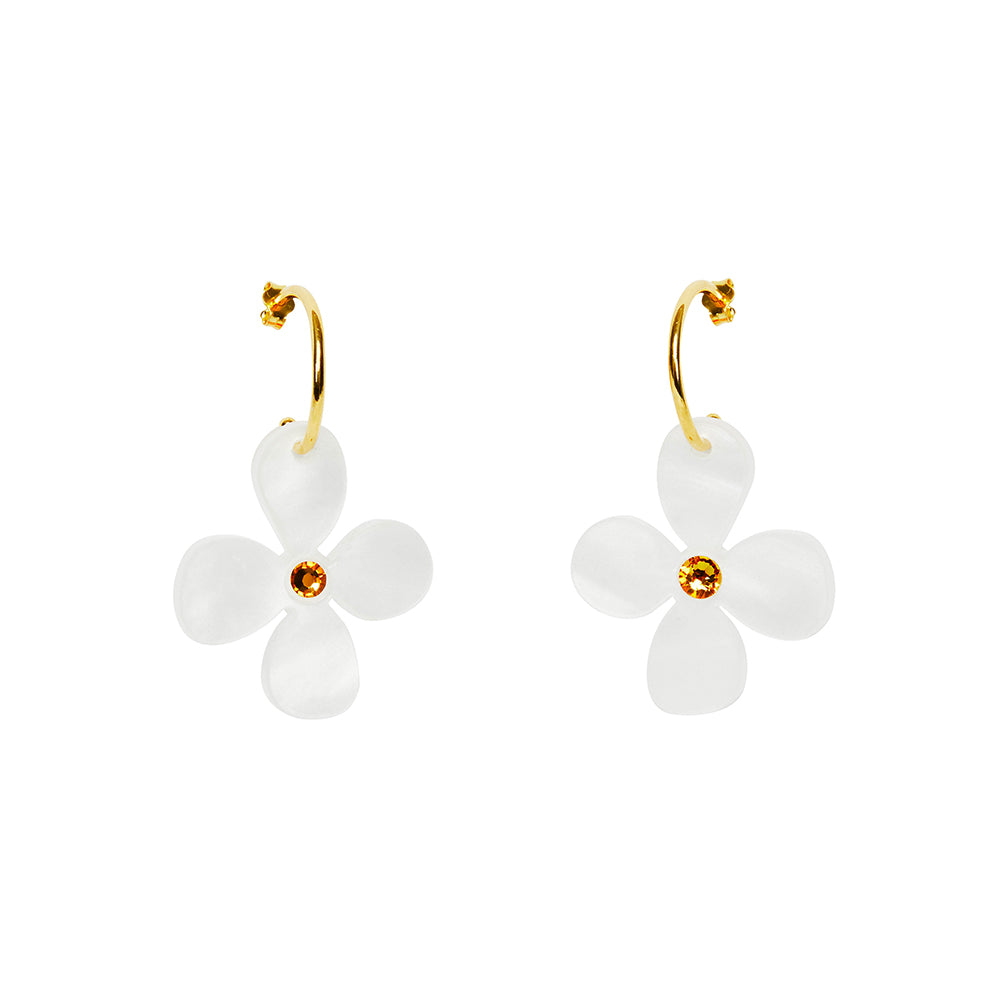 Toolally Earrings daisy hoop white pearl earrings jewelery