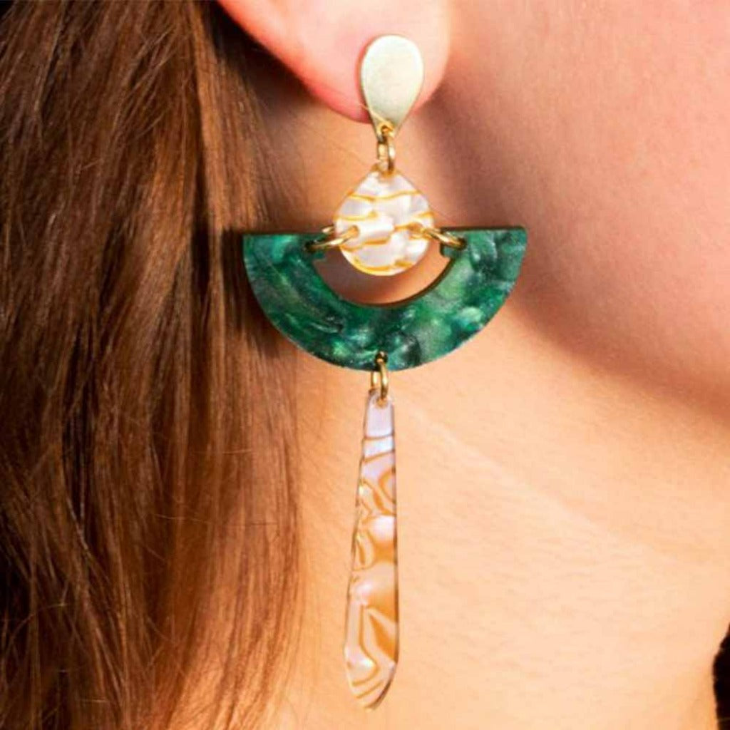 Toolally emerald and green daphnes style earrings