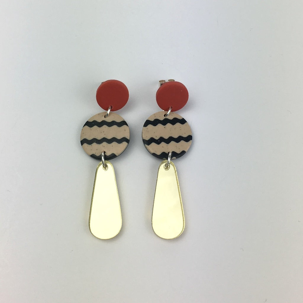 Nadege Honey Jewellery Earrings sand/ black, red, gold