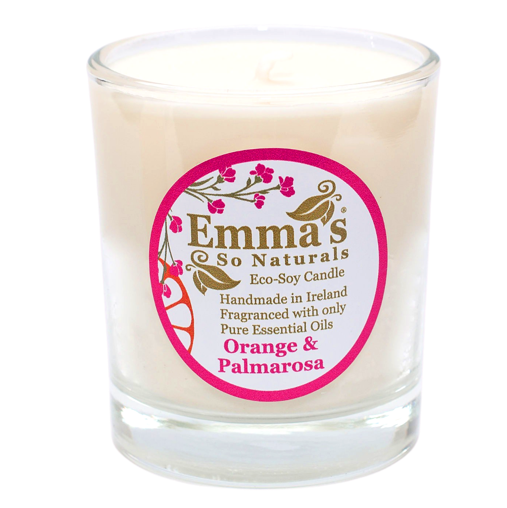 Emma's So Naturals shop irish Emma's So Naturals ORANGE & PALMAROSA FRAGRANCED BOXED GLASS TUMBLER CANDLE 50HR BURN TIME