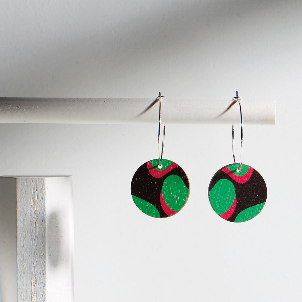 Ishbel Watson - Grace Hoops Earrings green, pink, and black style hoop earrings