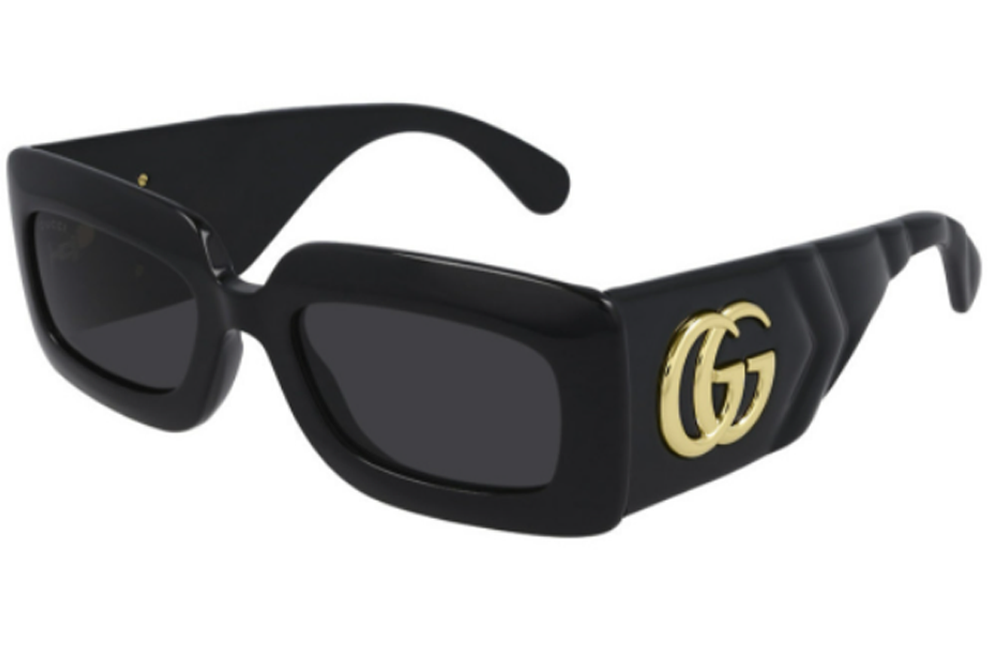 Gucci black rectangular sunglasses with chunky sides