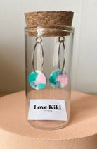 Love Kiki Designs - Hoop Earrings in a Jar pink blue and whites on clay earring in a jar