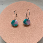 Love Kiki Designs - Hoop Earrings in a Jar pink blue and whites on clay earring