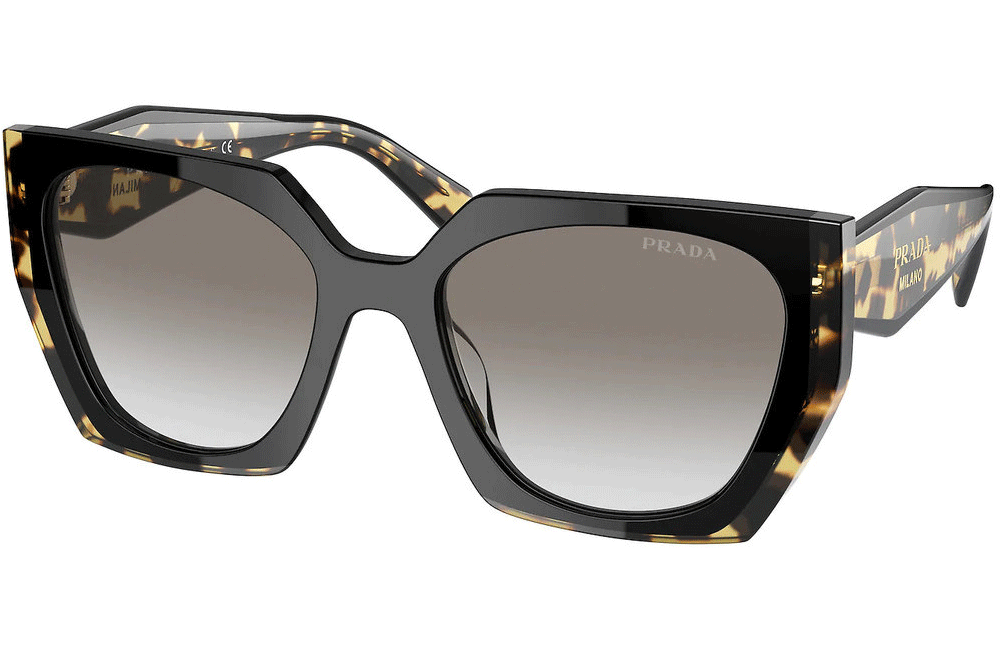 Prada 15ws ladies sunglasses witha n angualr frame in black and leopard