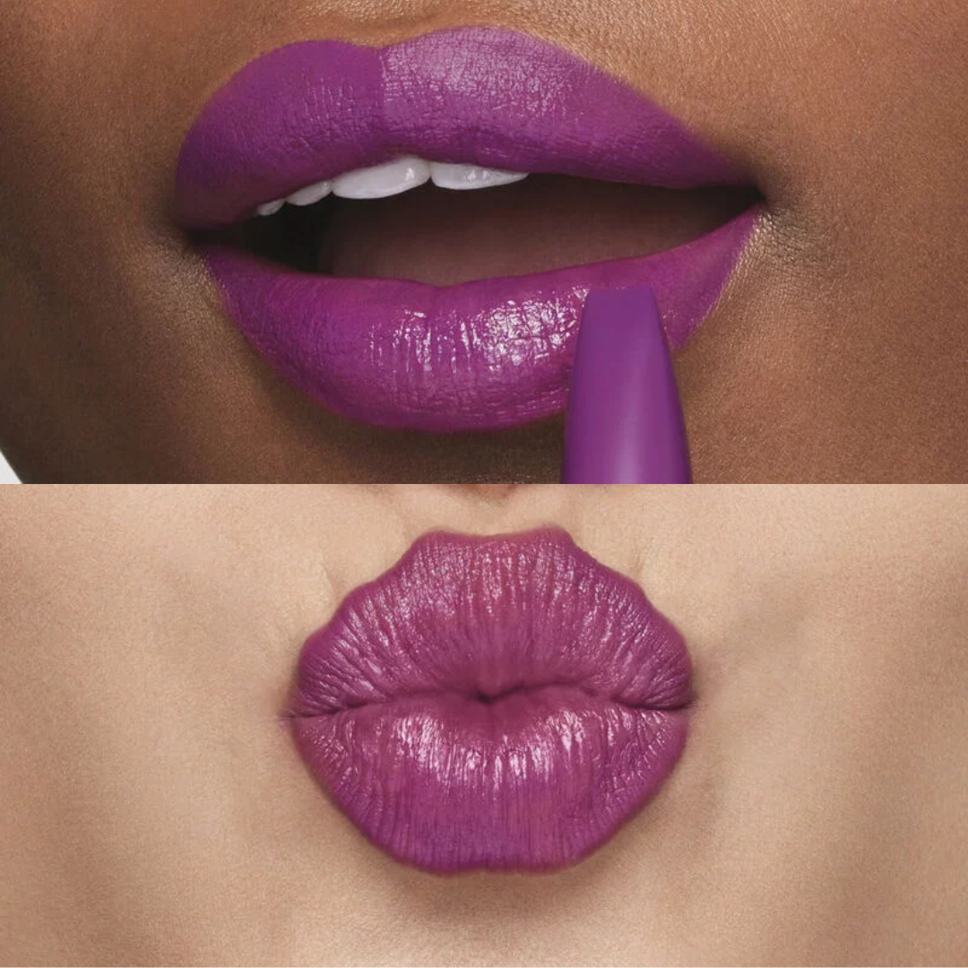 Shiseido TechnoSatin Long Lasting & Hydrating Gel Lipstick purple glitch