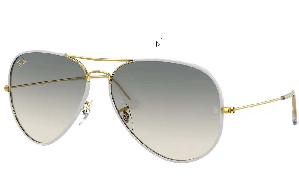 rayban aviator style sunglasses in grey white