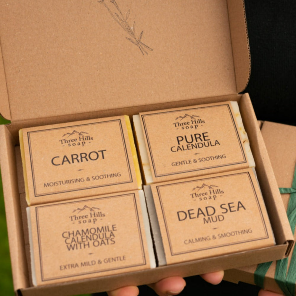 Three Hills Soap - Sensitive Skin Soap Gift Set - carrot, pure calendula, chamomile calendula with oars, dead sea mud